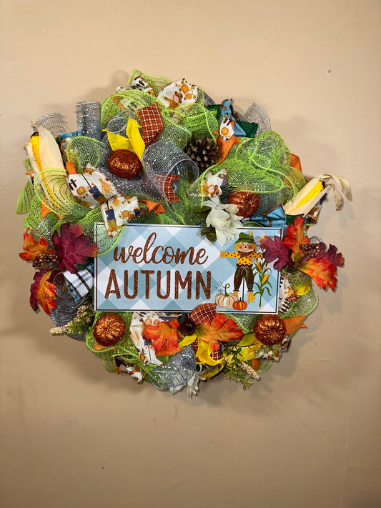 Autumn Scare Crow Welcome Wreath